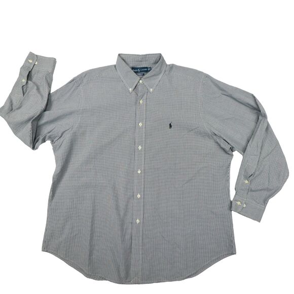 Ralph Lauren Vintage Mens Blue Check Classic Fit Button Up Shirt Size 17.5-34/35 - Picture 1 of 9